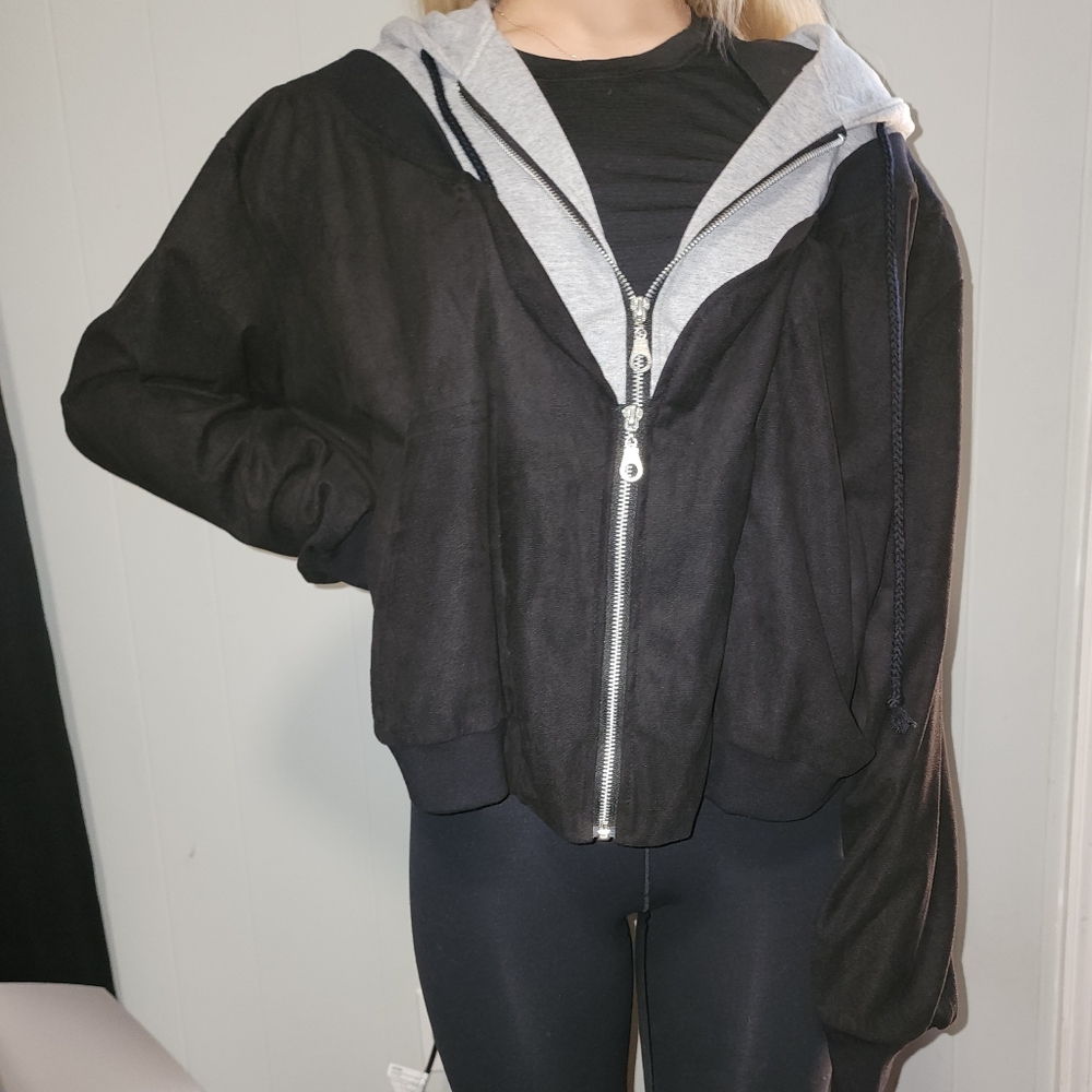 NWT MNML Dolls Kill Grey And Black Double Zip Hooded Jacket - Picture 10 of 16